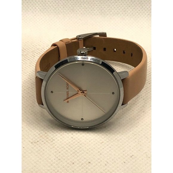 Michael Kors MK2778 Unisex Pink Leather Analog Sil - Picture 5 of 9